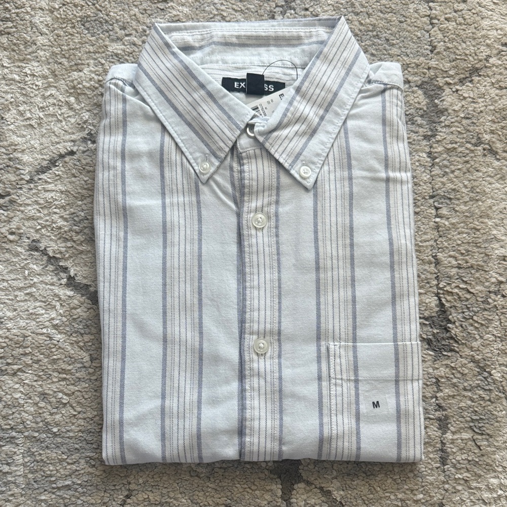 Express Men's Striped Button Down Shirt